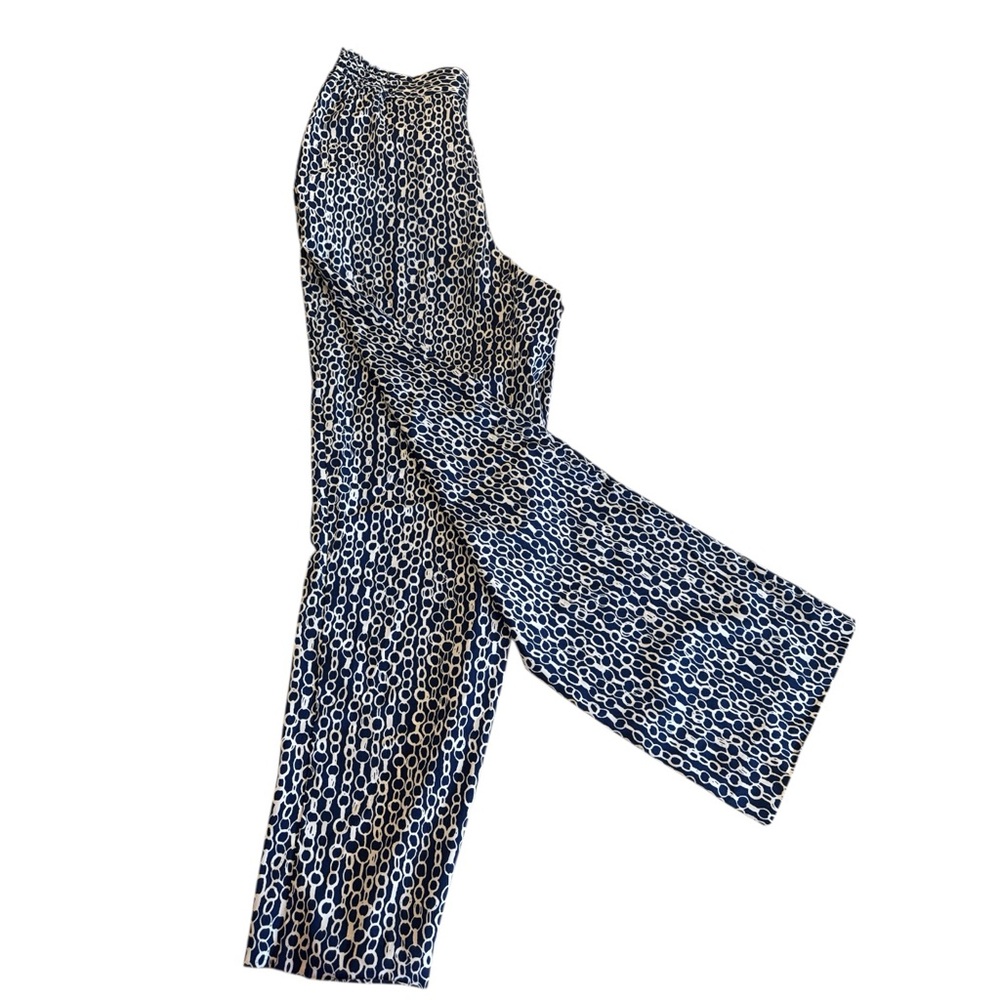 Investments Wmn Blue Patterned Straight Leg Pants SP Geometric Minimalist Light‎